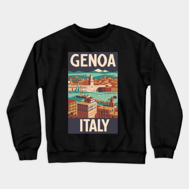 A Vintage Travel Art of Genoa - Italy Crewneck Sweatshirt by goodoldvintage